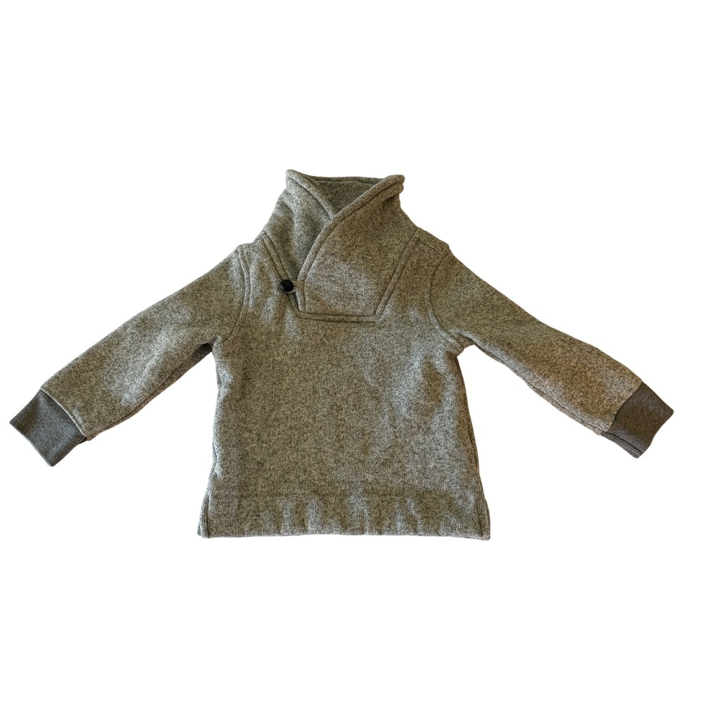 OshKosh Bgosh Boys 2T Heather Grey Shawl Collar Sherpa Lined Fleece Pullover